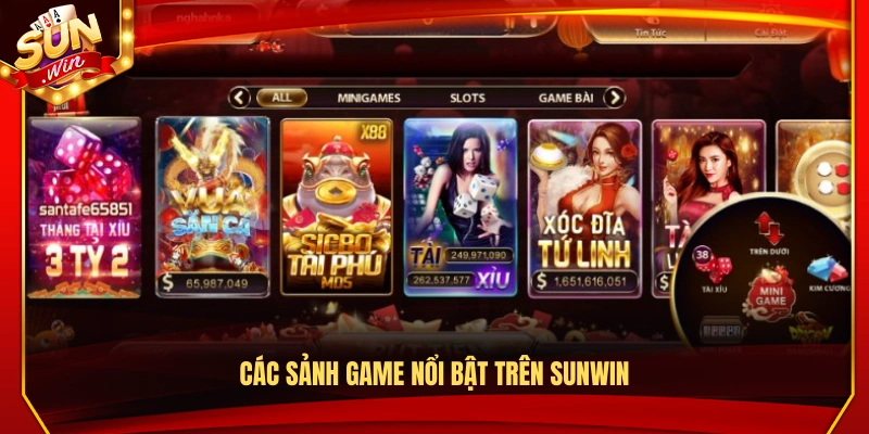 Giao diện trang chủ cổng game bài đổi thưởng Sunwin